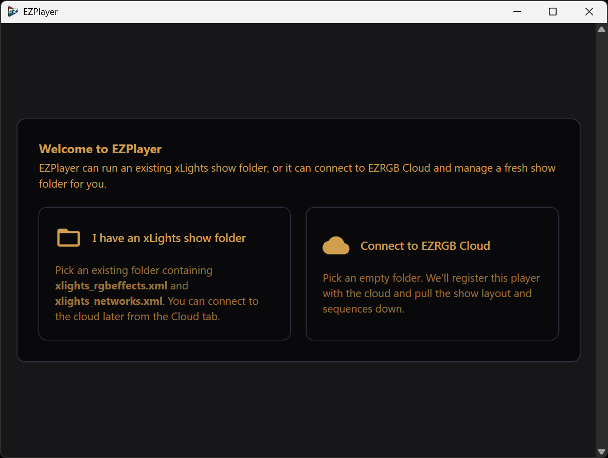 Cloud Registration Choice Screen
