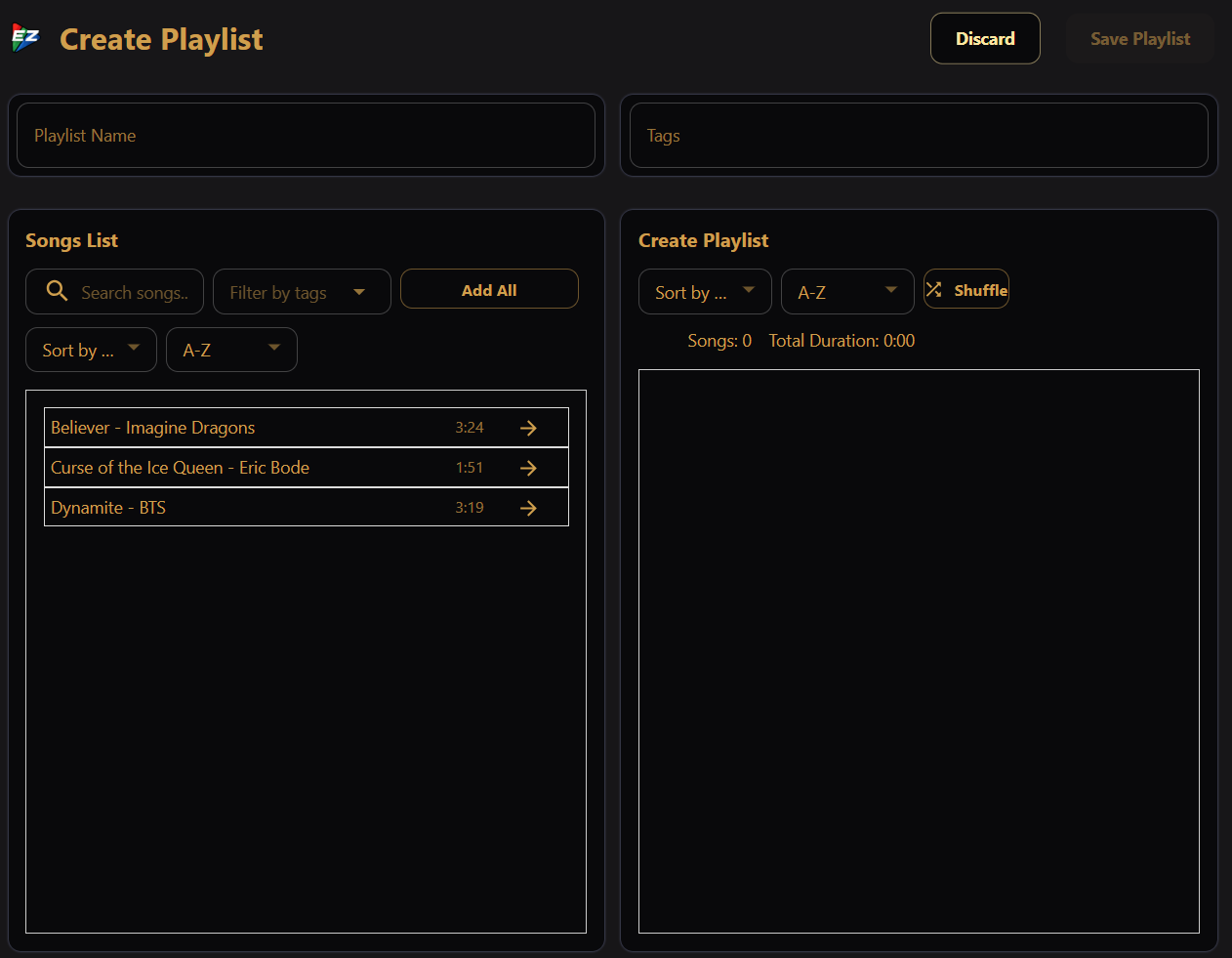 Create Playlist