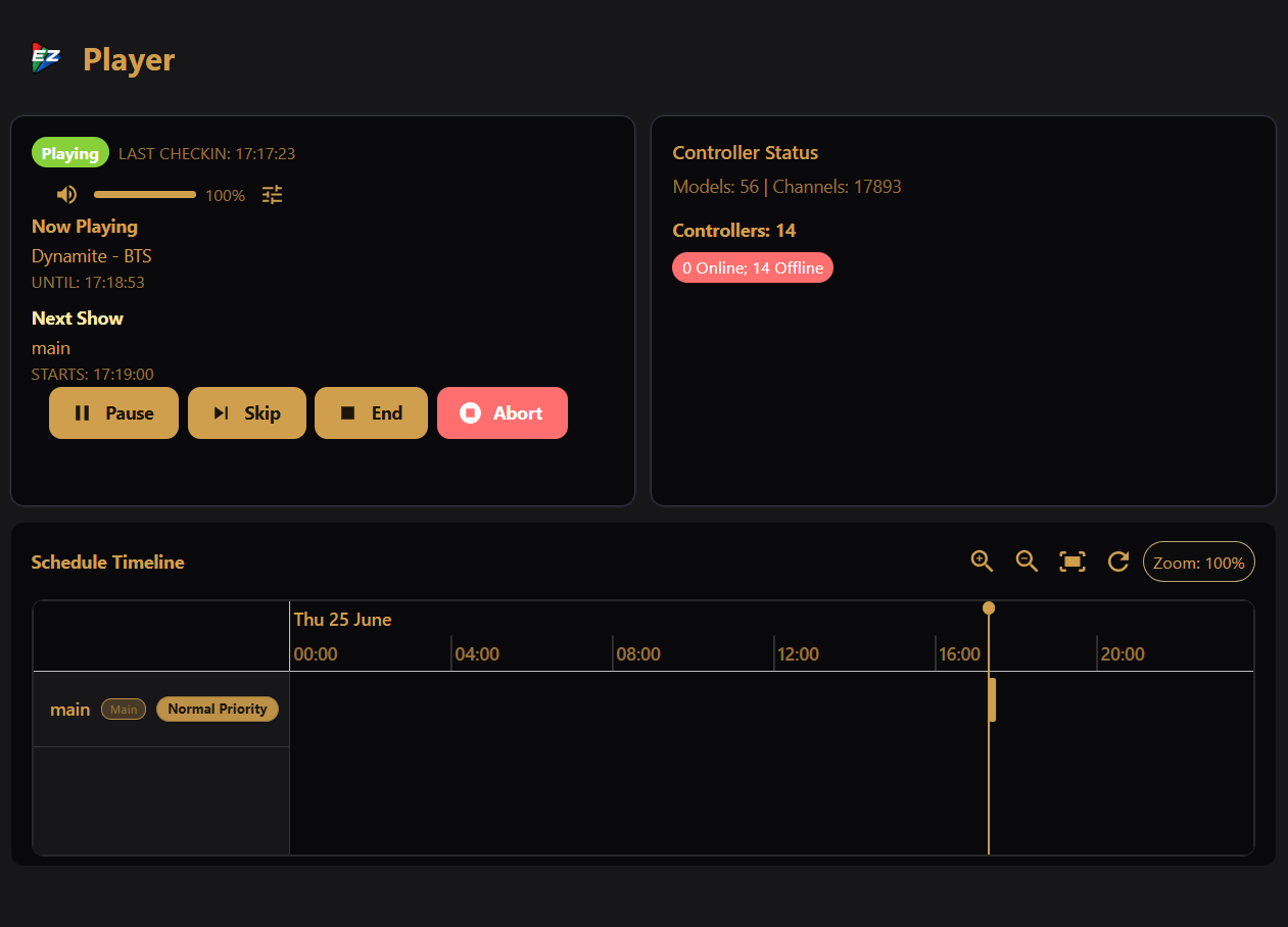 Player screen