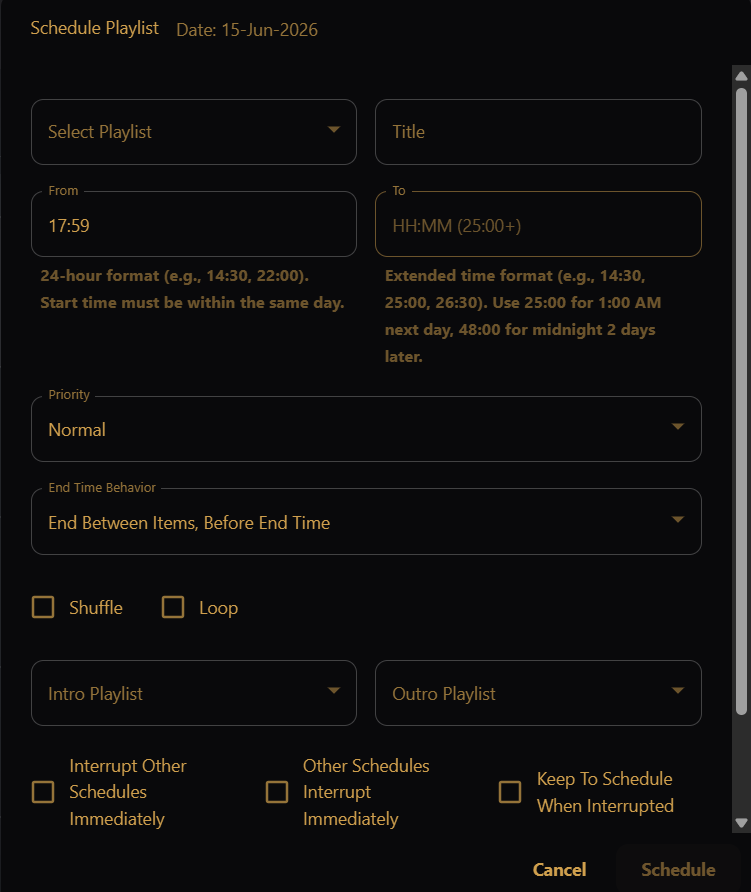 Schedule editing