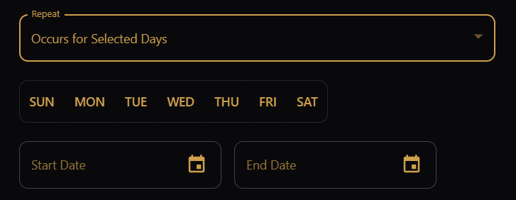 Recurring end date