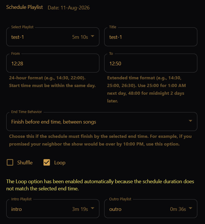 Schedule options