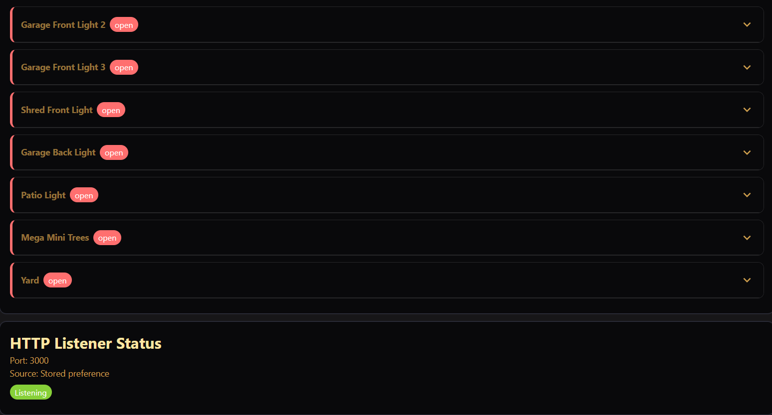 HTTP Listener Status on Show Status
